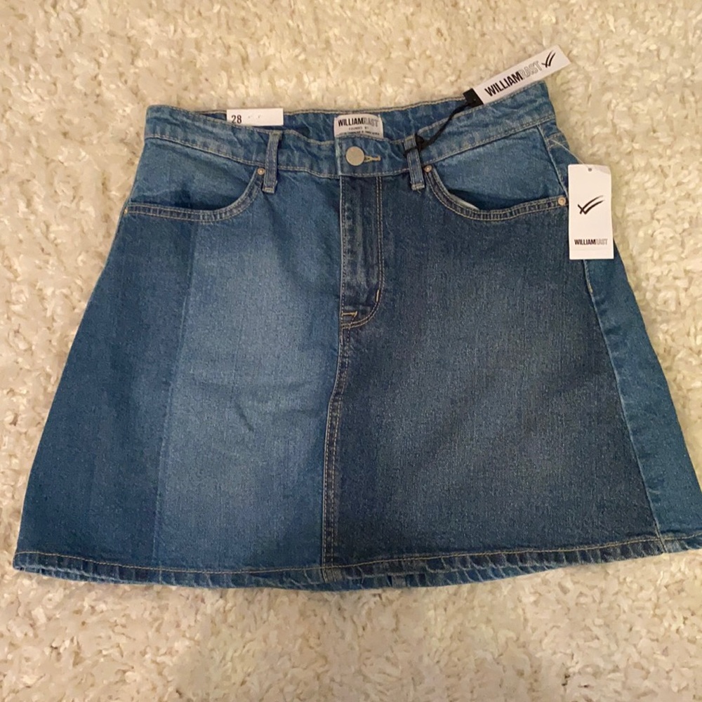 William Rast A-Line Denim Skirt Blue Glow/Shadow Blocking NEW